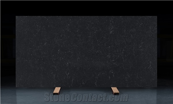 MH5022 Black Quartz Slabs With White Veins Quartz Surfaces
