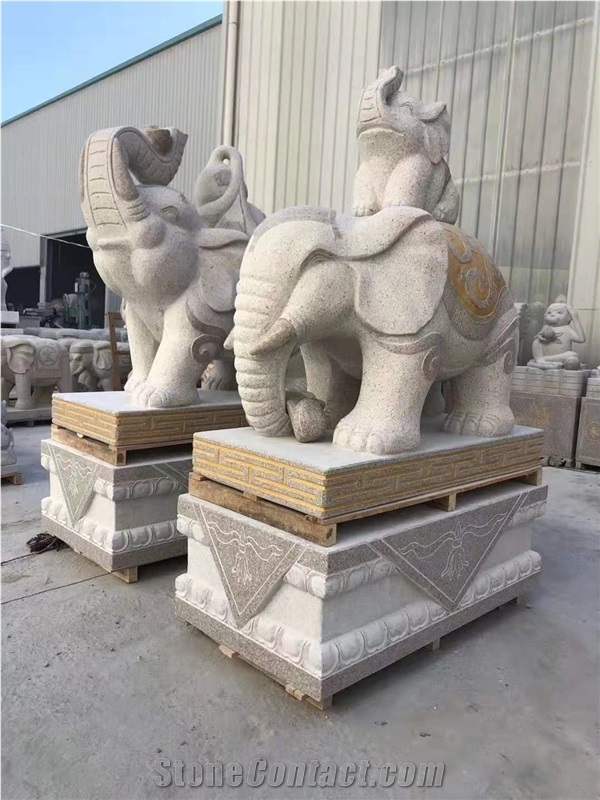 Animal Elephant Stone Sculpture Granite Garden Statue