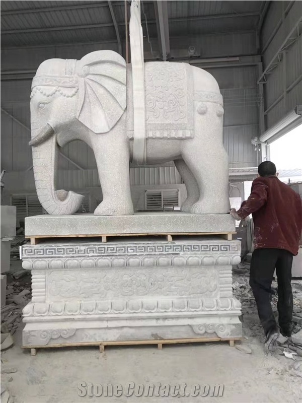 Animal Elephant Stone Sculpture Granite Garden Statue