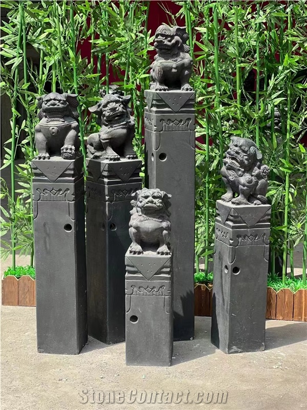 Landscape Carved Column Capital Outdoor Stone Pilar