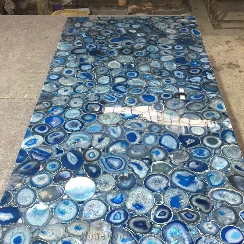 Blue Agate Stone Semi-Agate Stone Slab For Bar