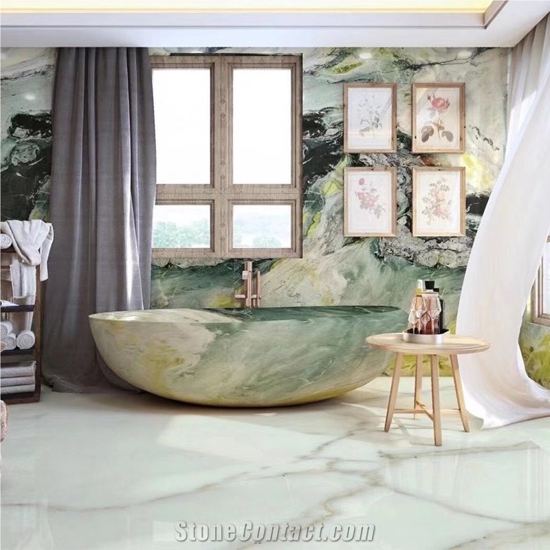 Beautiful Green Marble Slabs For Villa Interior Wall Decor