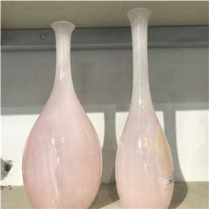 Beauty Customize Natural Pink Onyx Vase For Interior Decor