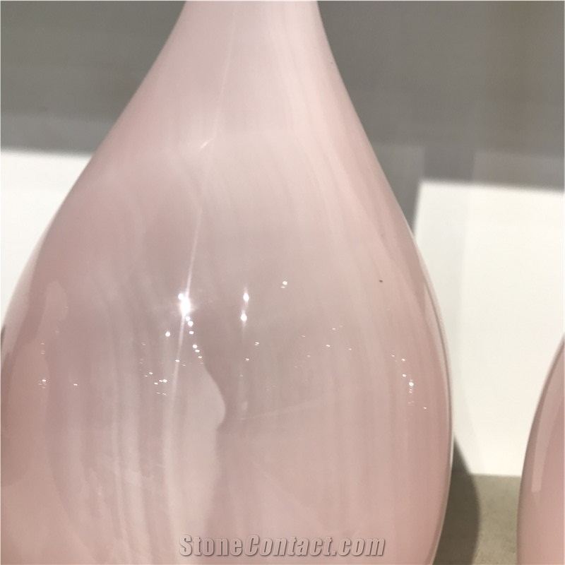 Beauty Customize Natural Pink Onyx Vase For Interior Decor