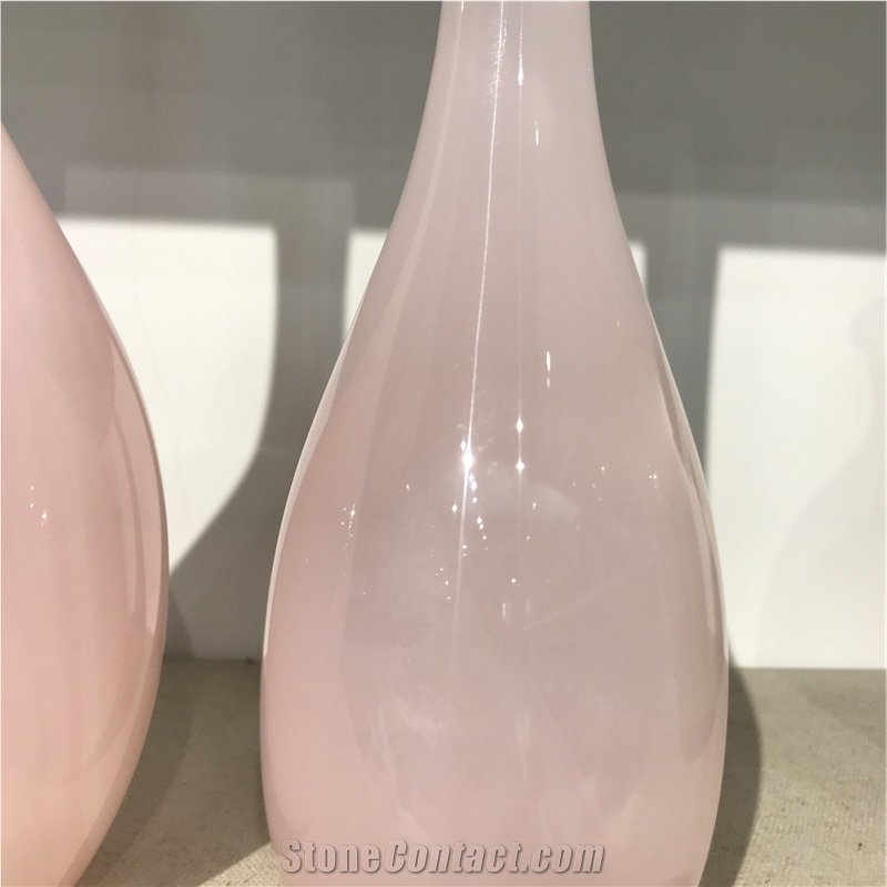 Beauty Customize Natural Pink Onyx Vase For Interior Decor