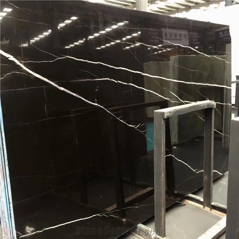 Black Marquina Marble Wall And Floor Application