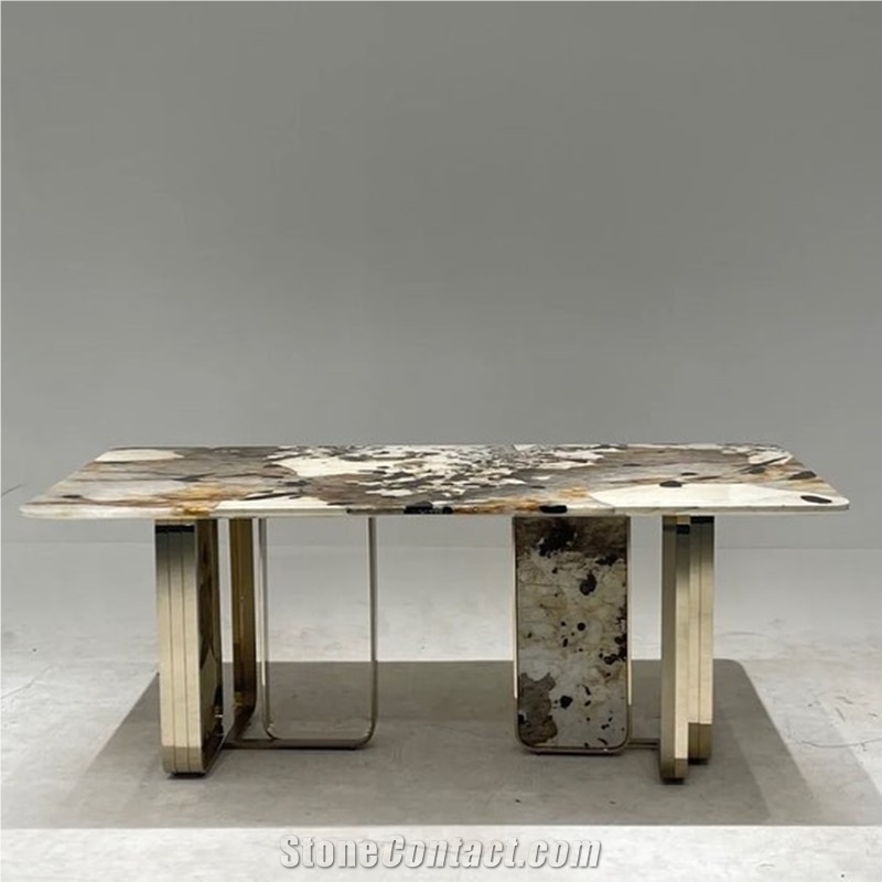 Brazil Luxury White Stone Patagonia Quartzite Table For Home