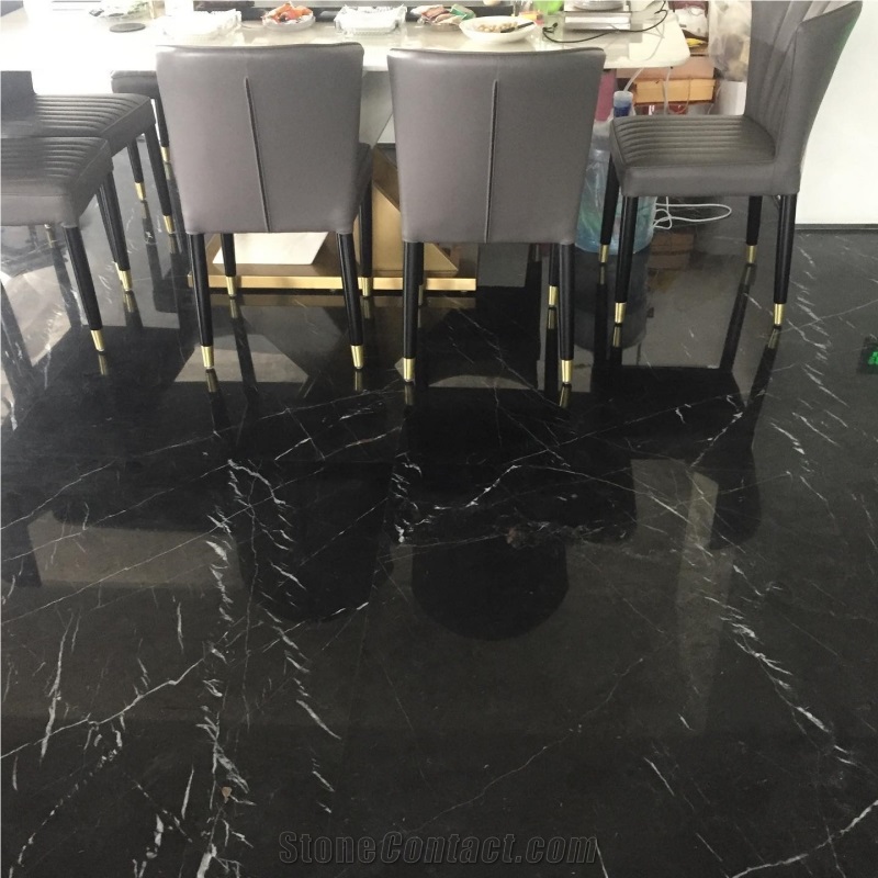 Chinese Cheap Black Marquina Marble Slab Home Decor