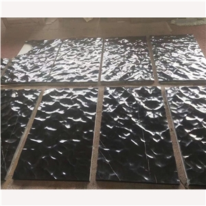 CNC Carving Black Marble Stone Wall Art Panels Wave Pattern- 3D Wall Decor Panels
