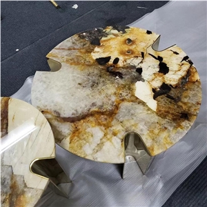 Translucent Patagonia Quartzite Coffee Table & Dining Table