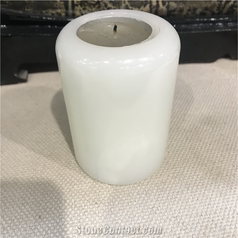 Wholesales Customize White Onyx Candle Holder For Hotel Home