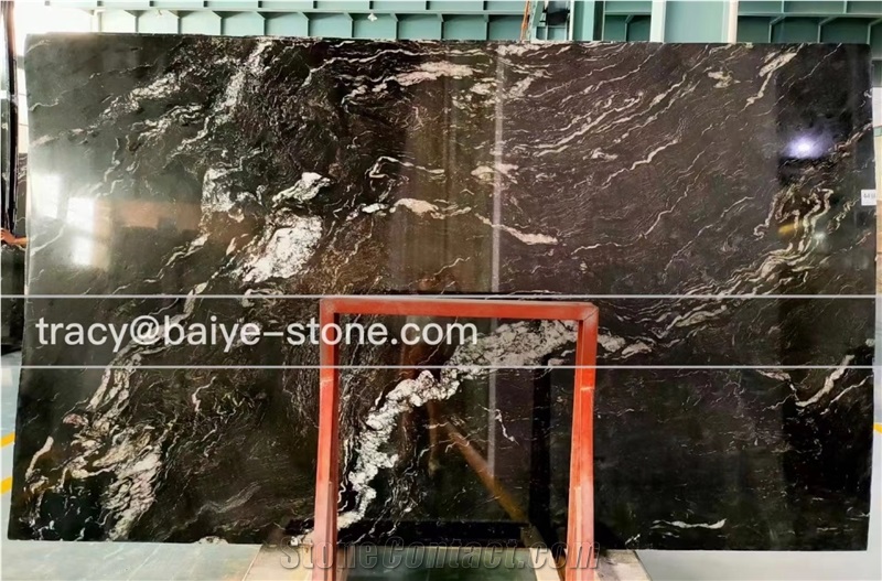 Cosmos Black Granite Slab, Brazilian Black