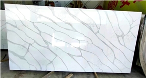 Artificial White Calacatta Quartz Stone For Table Top