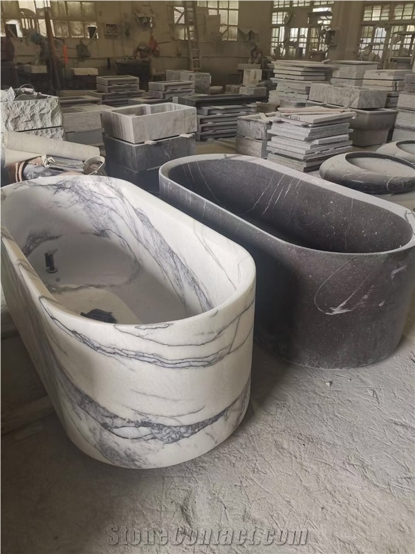 Commercial Stone Bathtub Marble Lilac Lux Art Oval Bath Tub