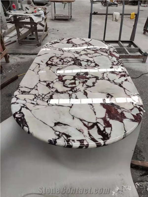 Glaze Round Stone Dining Table Marble Calacatta Viola Tops