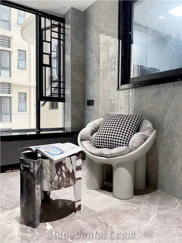 Interior Stone Side Table Marble Arabescato Hotel Furniture