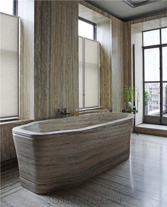 Luxury Design Stone Bath Tub Silver Travertine Hotel Bathtub