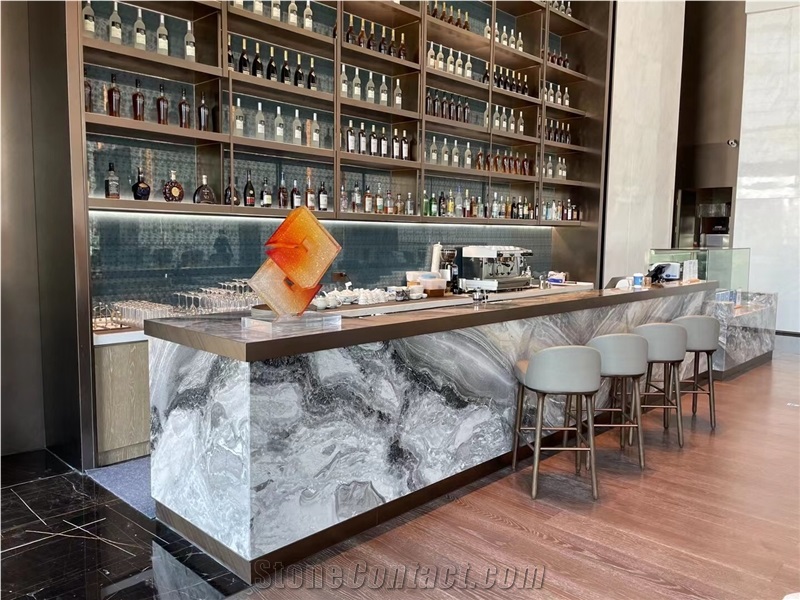 Luxury Prefab Stone Countertop Marble Polaris Kitchen Island