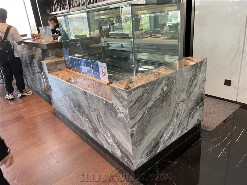 Luxury Prefab Stone Countertop Marble Polaris Kitchen Island