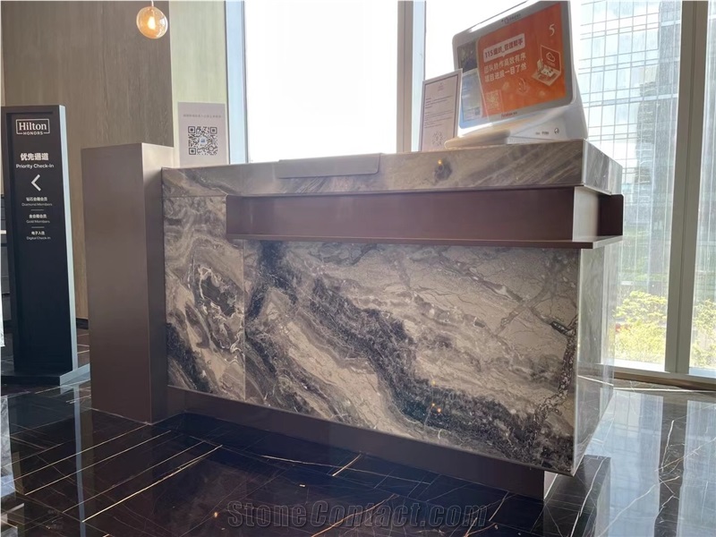 Luxury Stone Prefab Kitchen Tops Marble Polaris Bench Tops