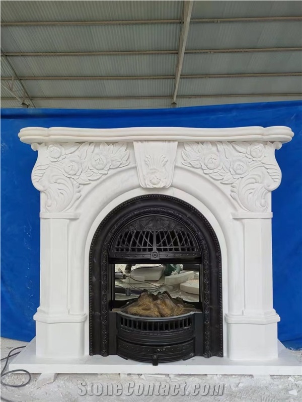 Outdoor Stone Fireplace Mantel Sculpture Limestone Fireplace