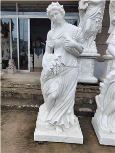 Outdoor Stone Sculpture White Marble Modern Garden Statue
