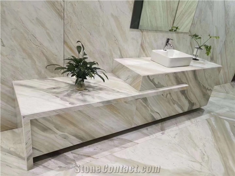 Prefab Stone Countertop Marble White Beauty Marble Kitchen Island Tops