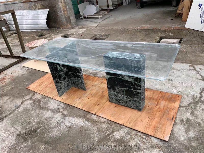 Stone Office Cafe Table Marble Verde Alpi Hotel Furniture