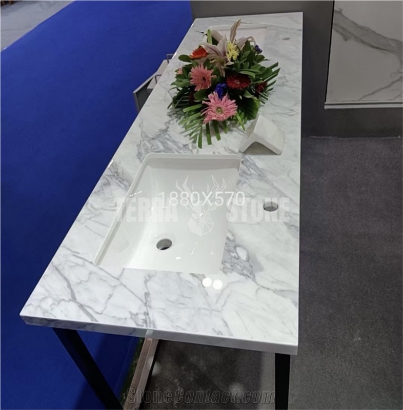 Artificial Stone Nao Glass Vanity Tops Crystallized Stone Bathroom Counters