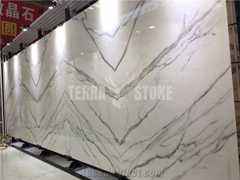 Bookmatched White Marble Nano Artificial Crystal Stone Price