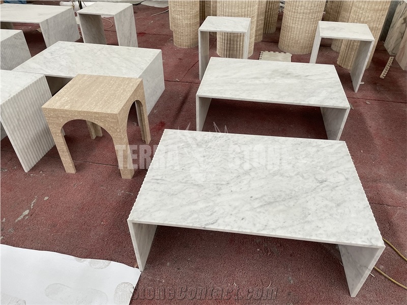 Carrara White Marble Custom Commercial Tables- Coffee Table Natural Stone