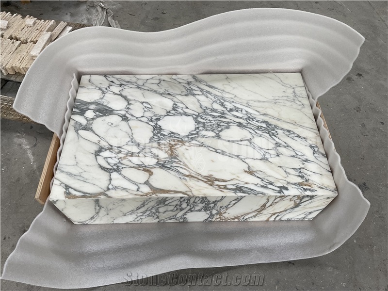 Italy Arabescato White Marble Rectangle Table Top For Hotel