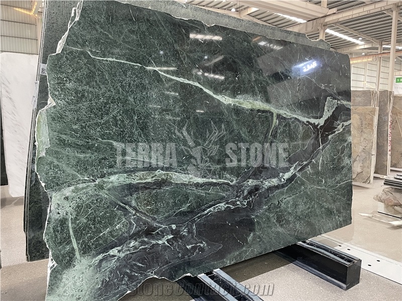 Natural Statuario Dark Green Marble Slabs Bookmatched