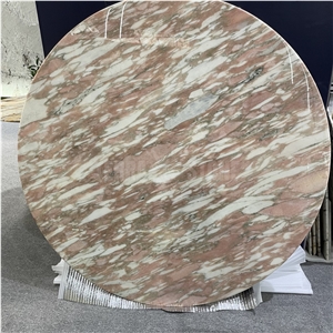 Norwegian Rose Marble Table Tops Round Restaurant Stone Top