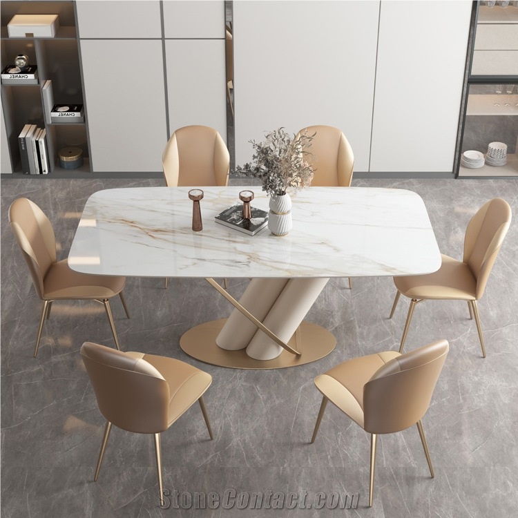 Beautiful Catta Gold Sintered Stone Dining Table BS-JJ-178