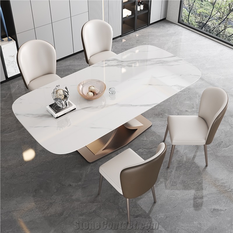 Carara Snow White Sintered Stone Dining Table BS-JJ-199