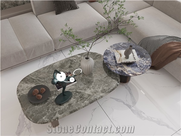 Exquisite Ice White Sintered Stone Table Tops BS-JS-SC625