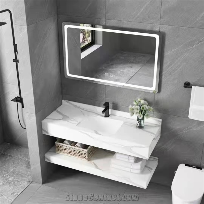 Fish Maw White Sintered Stone Bathroom Sink BS-LSJ-XST05