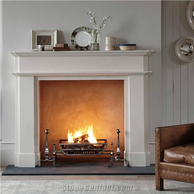 White Marble Contemporary Fireplace Mantel