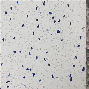 Diamond Blue Terrazzo White Terrazzo With Blue& White Chips