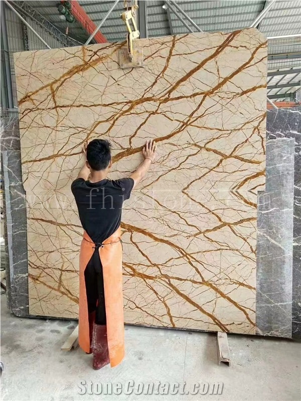 Big Roots Sofitel Gold Marble Slabs Rich Gold Marble Slab