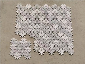 Flower Mosaic Waterjet Mosaic Marble Mosaic Tile