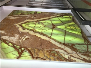 Green Onyx Light Transmitting Transparent Slab Bookmatch