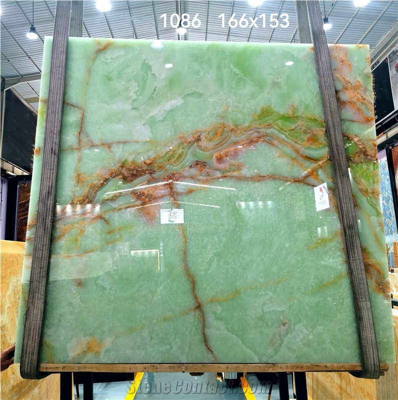 Green Onyx Slab Green Jade Stone Transparent Slabs Luxury