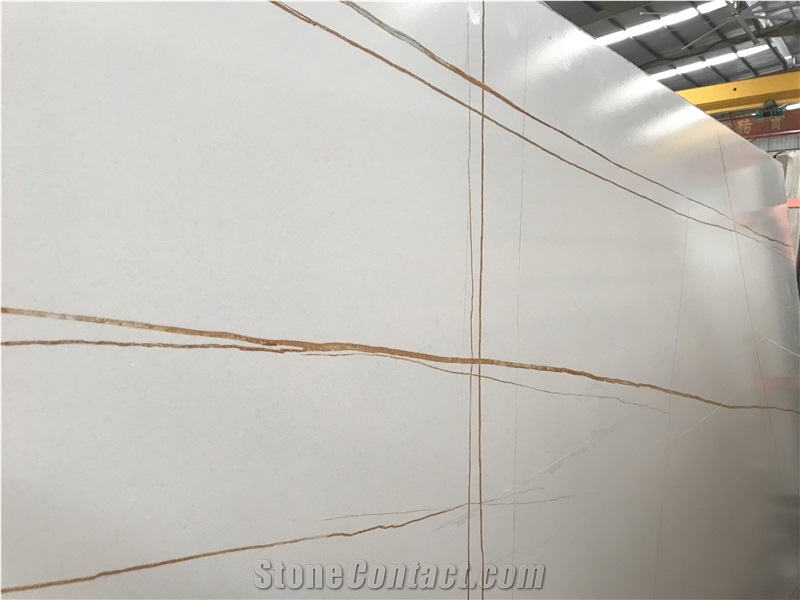 China Calacatta Sintered Stone Gold Line