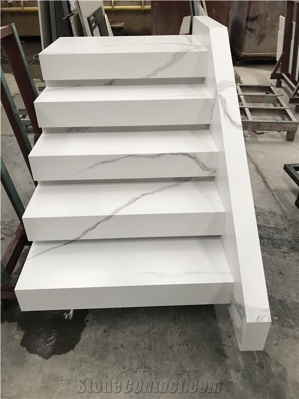 China White Sintered Stone Staircase Step Polish