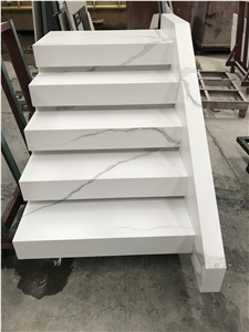 China White Sintered Stone Staircase Step Polish