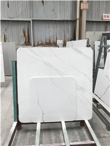 China White Sintered Stone Table Top Round Edge