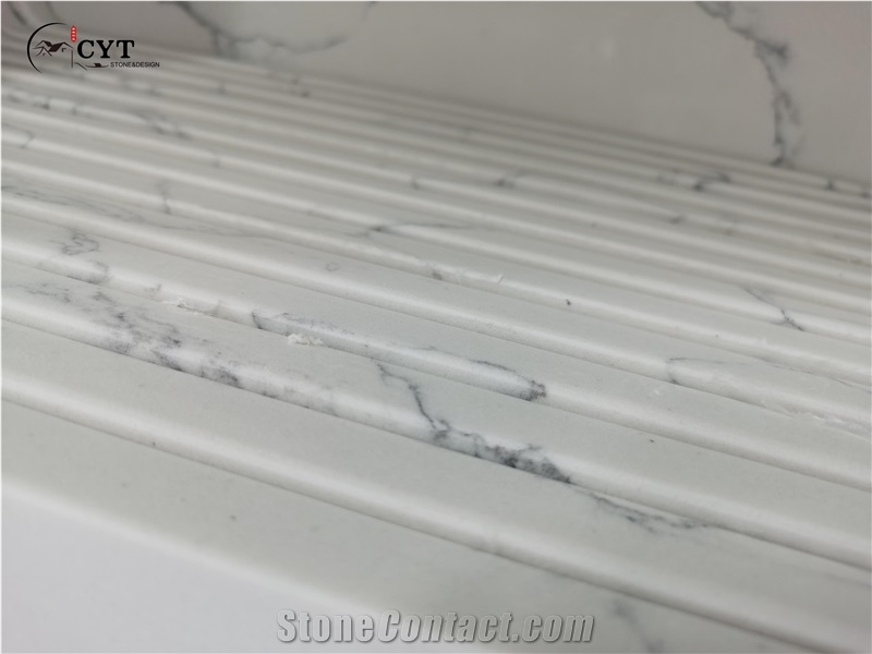 White Pattern Artificial Marble Bathroom Vanity Countertops