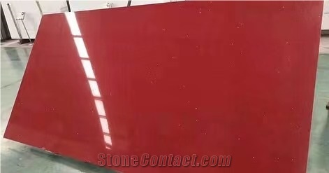 Pure Red Quartz Stone Slab Artificial Stone Solid Surface